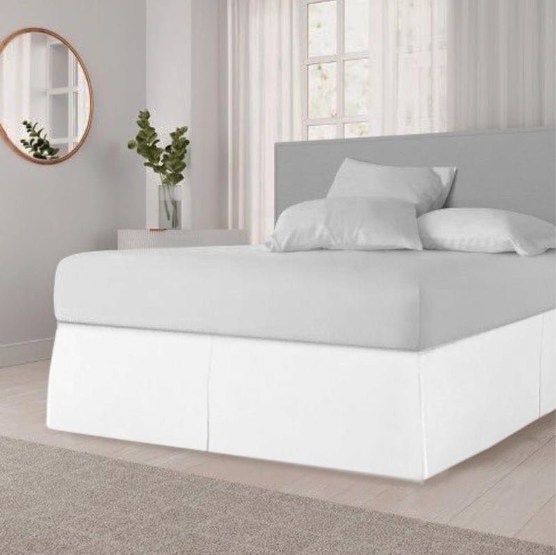 SGI Bedding 18 inch Drop Bed Skirt King Size - Platform Style with Secure Fit, Classic Tailored Look, Elegant Pleated Style Dust Ruffle, Split Corners, Wrinkle Resistant Microfiber - White - Image 2